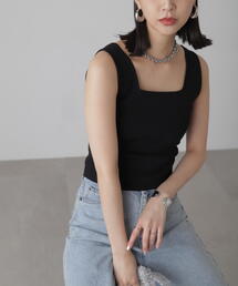 FREE'S MART | ◇［洗える］マシンウォッシャブル総針スクエアネックタンクニット(タンクトップ)