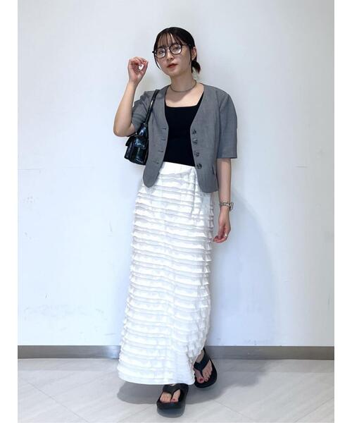 FREE'S MART（フリーズマート）の「◇［洗える］マシンウォッシャブル総針スクエアネックタンクニット（タンクトップ・レディース・ホワイト/ブルー/ブラック/ホワイト系その他/レッド・FREE）」の12枚目の写真