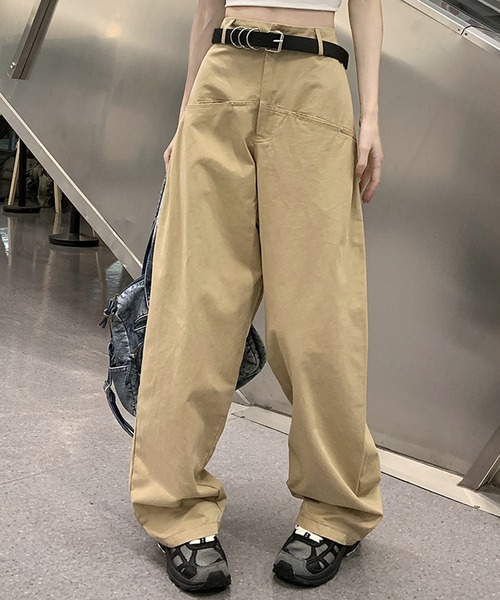 HOOK(フック)の「【HOOK】for girls カーゴポケットワイドパンツ(カーゴパンツ・レディース・ブラック/ベージュ/ピンク/ホワイト・L/M/S)」の3枚目の写真