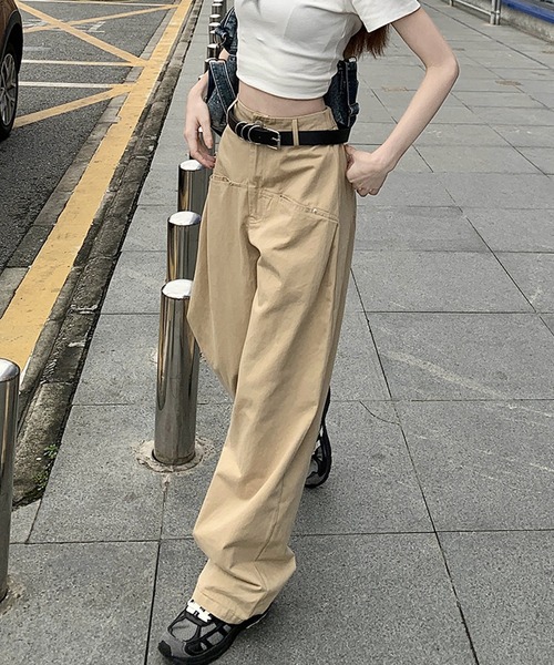 HOOK(フック)の「【HOOK】for girls カーゴポケットワイドパンツ(カーゴパンツ・レディース・ブラック/ベージュ/ピンク/ホワイト・L/M/S)」の12枚目の写真