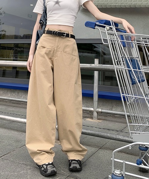 HOOK(フック)の「【HOOK】for girls カーゴポケットワイドパンツ(カーゴパンツ・レディース・ブラック/ベージュ/ピンク/ホワイト・L/M/S)」の13枚目の写真