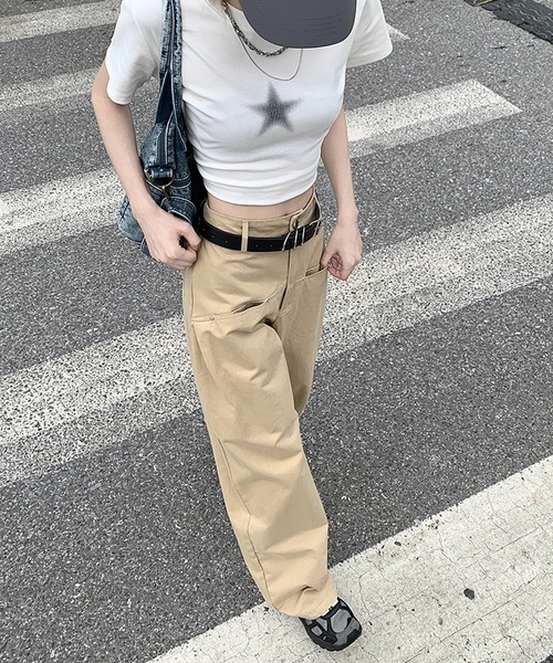 HOOK(フック)の「【HOOK】for girls カーゴポケットワイドパンツ(カーゴパンツ・レディース・ブラック/ベージュ/ピンク/ホワイト・L/M/S)」の14枚目の写真