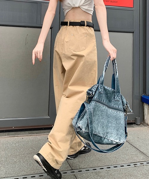 HOOK(フック)の「【HOOK】for girls カーゴポケットワイドパンツ(カーゴパンツ・レディース・ブラック/ベージュ/ピンク/ホワイト・L/M/S)」の15枚目の写真