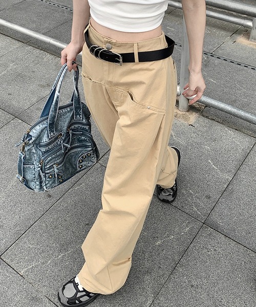 HOOK(フック)の「【HOOK】for girls カーゴポケットワイドパンツ(カーゴパンツ・レディース・ブラック/ベージュ/ピンク/ホワイト・L/M/S)」の16枚目の写真