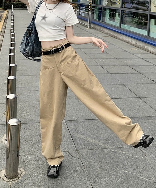 HOOK(フック)の「【HOOK】for girls カーゴポケットワイドパンツ(カーゴパンツ・レディース・ブラック/ベージュ/ピンク/ホワイト・L/M/S)」の19枚目の写真