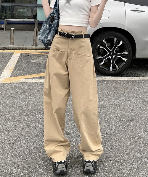HOOK(フック)の「【HOOK】for girls カーゴポケットワイドパンツ(カーゴパンツ・レディース・ブラック/ベージュ/ピンク/ホワイト・L/M/S)」の10枚目の写真