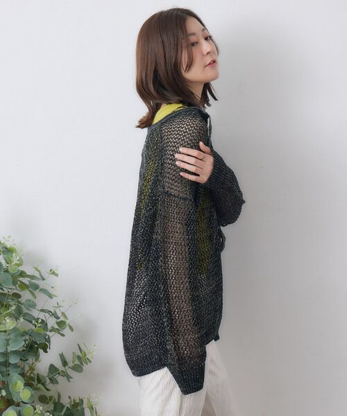 RETRO GIRL(レトロガール)の「ラメメッシュカーデ(ニット/セーター・レディース・ブラック/ナチュラル/ブルー/イエロー・FREE)」の21枚目の写真