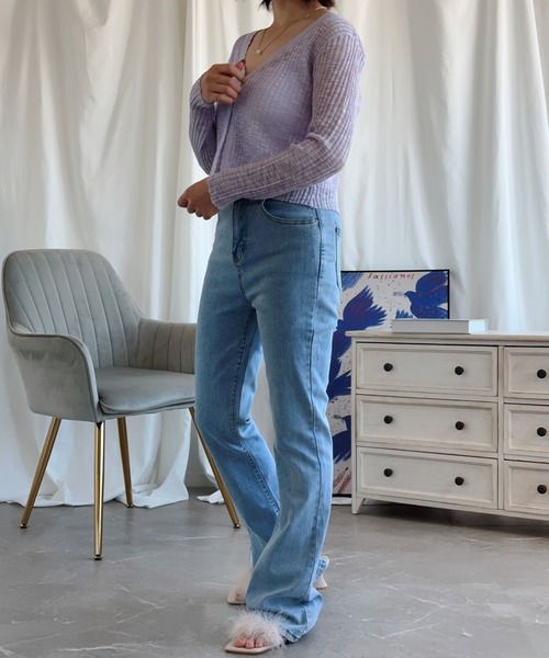 aimoha(アイモハ)の「マイクロフレアージーンズ【Aimoha】(デニムパンツ・レディース・ライトブルー/ブルー・X-SMALL/SMALL/LARGE/X-LARGE/MEDIUM)」の6枚目の写真