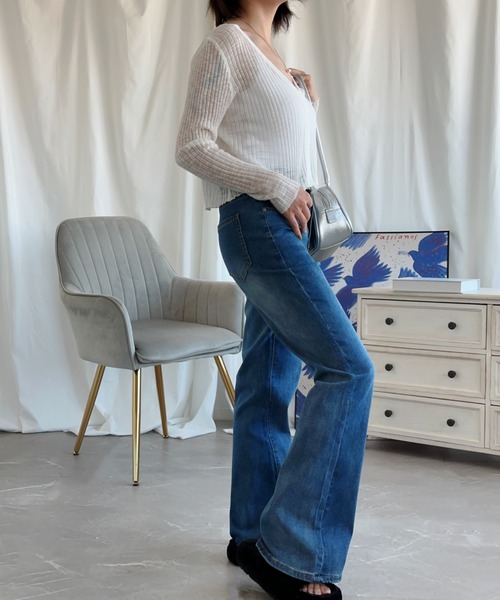 aimoha(アイモハ)の「マイクロフレアージーンズ【Aimoha】(デニムパンツ・レディース・ライトブルー/ブルー・X-SMALL/SMALL/LARGE/X-LARGE/MEDIUM)」の7枚目の写真