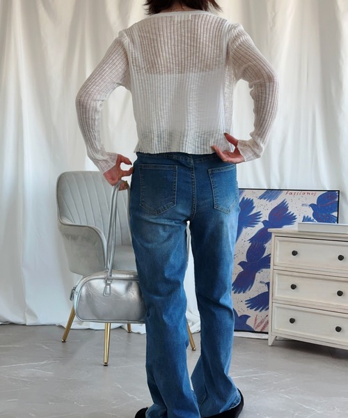 aimoha(アイモハ)の「マイクロフレアージーンズ【Aimoha】(デニムパンツ・レディース・ライトブルー/ブルー・X-SMALL/SMALL/LARGE/X-LARGE/MEDIUM)」の10枚目の写真
