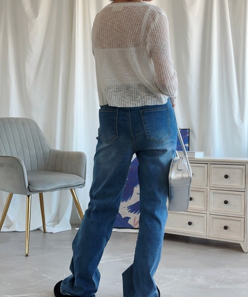 aimoha(アイモハ)の「マイクロフレアージーンズ【Aimoha】(デニムパンツ・レディース・ライトブルー/ブルー・X-SMALL/SMALL/LARGE/X-LARGE/MEDIUM)」の11枚目の写真