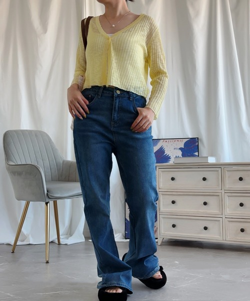 aimoha(アイモハ)の「マイクロフレアージーンズ【Aimoha】(デニムパンツ・レディース・ライトブルー/ブルー・X-SMALL/SMALL/LARGE/X-LARGE/MEDIUM)」の12枚目の写真