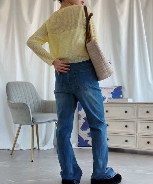aimoha(アイモハ)の「マイクロフレアージーンズ【Aimoha】(デニムパンツ・レディース・ライトブルー/ブルー・X-SMALL/SMALL/LARGE/X-LARGE/MEDIUM)」の14枚目の写真