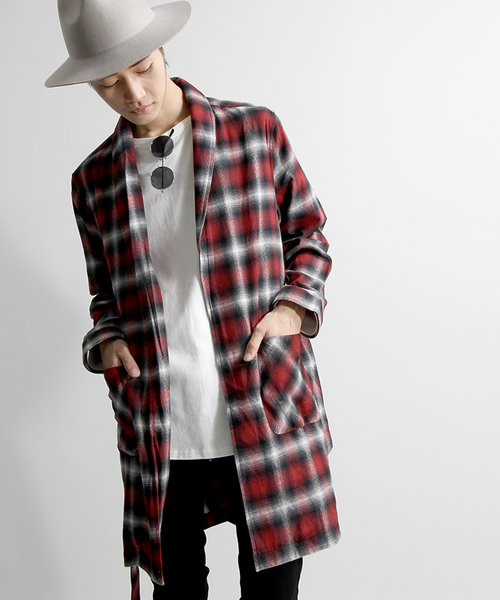 WEGO(ウィゴー)の「WEGO/オンブレチェックガウン(シャツ/ブラウス・メンズ・ブラック系その他/レッド系その他/その他1・LARGE/MEDIUM)」の3枚目の写真