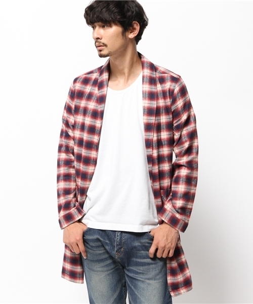 WEGO(ウィゴー)の「WEGO/オンブレチェックガウン(シャツ/ブラウス・メンズ・ブラック系その他/レッド系その他/その他1・LARGE/MEDIUM)」の2枚目の写真
