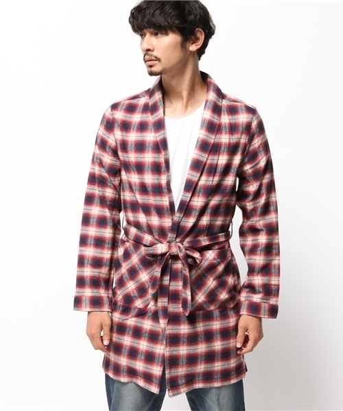 WEGO(ウィゴー)の「WEGO/オンブレチェックガウン(シャツ/ブラウス・メンズ・ブラック系その他/レッド系その他/その他1・LARGE/MEDIUM)」の4枚目の写真