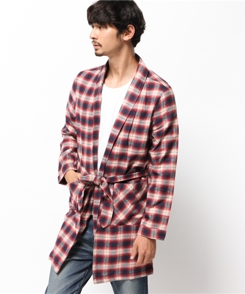 WEGO(ウィゴー)の「WEGO/オンブレチェックガウン(シャツ/ブラウス・メンズ・ブラック系その他/レッド系その他/その他1・LARGE/MEDIUM)」の7枚目の写真