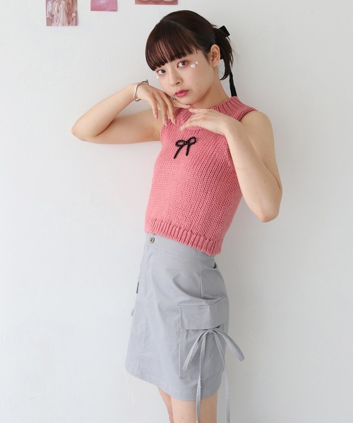 nomnom(ノムノム)の「【nomnom】ビーズリボンニットベスト(ベスト・レディース・グレー/ピンク・FREE)」の16枚目の写真