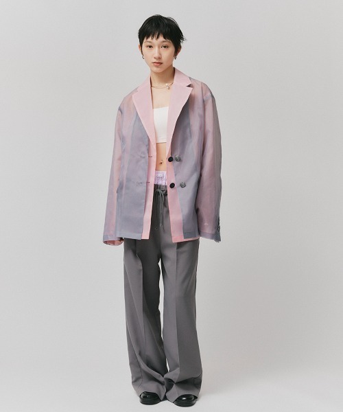 led.tokyo（レッドトウキョウ）の「【led.tokyo】シアーオーバージャケット（テーラードジャケット・レディース・グレー/ホワイト/ピンク・FREE）」の18枚目の写真