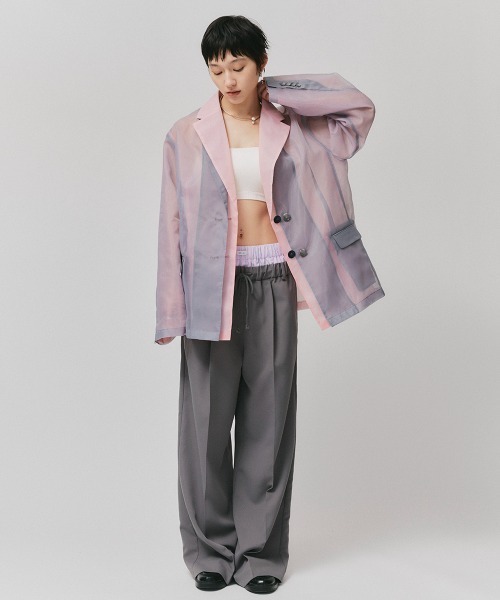 led.tokyo（レッドトウキョウ）の「【led.tokyo】シアーオーバージャケット（テーラードジャケット・レディース・グレー/ホワイト/ピンク・FREE）」の19枚目の写真
