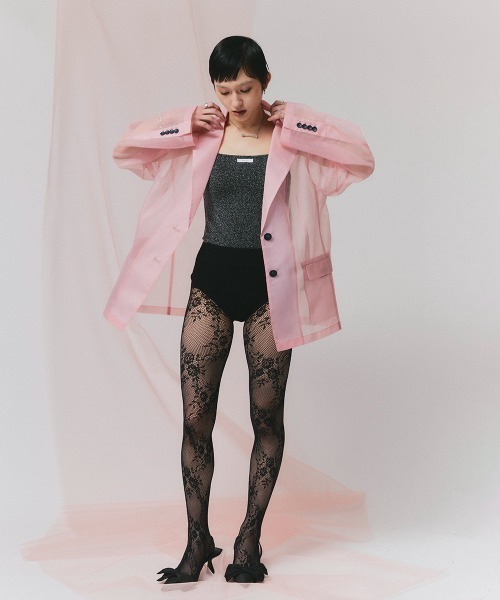 led.tokyo（レッドトウキョウ）の「【led.tokyo】シアーオーバージャケット（テーラードジャケット・レディース・グレー/ホワイト/ピンク・FREE）」の8枚目の写真