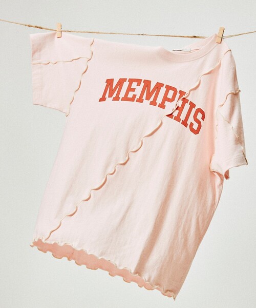FREAK'S STORE(フリークスストア)の「配色ロゴメローTシャツ(Tシャツ/カットソー・レディース・ライトグレー/オフホワイト/ピンク/チャコール・フリ-)」の4枚目の写真