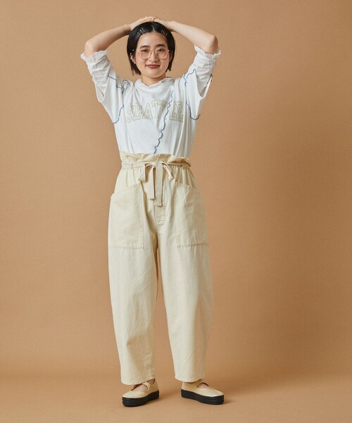 FREAK'S STORE(フリークスストア)の「配色ロゴメローTシャツ(Tシャツ/カットソー・レディース・ライトグレー/オフホワイト/ピンク/チャコール・フリ-)」の7枚目の写真