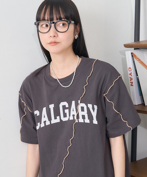 FREAK'S STORE(フリークスストア)の「配色ロゴメローTシャツ(Tシャツ/カットソー・レディース・ライトグレー/オフホワイト/ピンク/チャコール・フリ-)」の10枚目の写真
