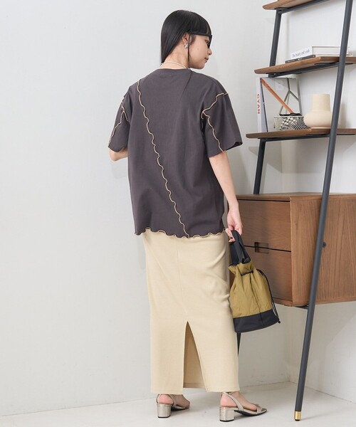 FREAK'S STORE(フリークスストア)の「配色ロゴメローTシャツ(Tシャツ/カットソー・レディース・ライトグレー/オフホワイト/ピンク/チャコール・フリ-)」の11枚目の写真