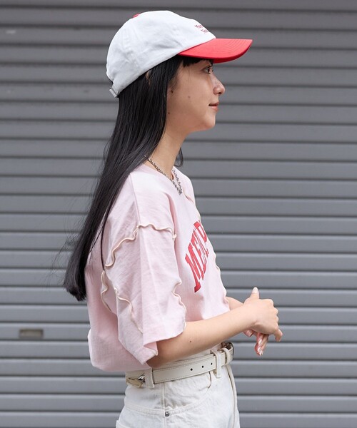 FREAK'S STORE(フリークスストア)の「配色ロゴメローTシャツ(Tシャツ/カットソー・レディース・ライトグレー/オフホワイト/ピンク/チャコール・フリ-)」の15枚目の写真