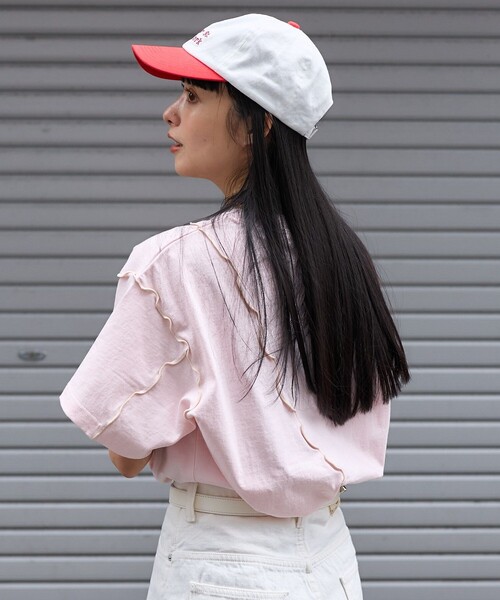 FREAK'S STORE(フリークスストア)の「配色ロゴメローTシャツ(Tシャツ/カットソー・レディース・ライトグレー/オフホワイト/ピンク/チャコール・フリ-)」の16枚目の写真