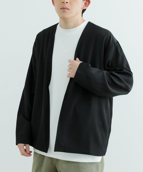 ITEMS URBANRESEARCH(アイテムズ アーバンリサーチ)の「シアーストレッチ ラップカーディガン(カーディガン/ボレロ・メンズ・ベージュ/ブラック・MEDIUM/LARGE)」の3枚目の写真