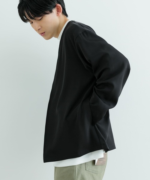 ITEMS URBANRESEARCH(アイテムズ アーバンリサーチ)の「シアーストレッチ ラップカーディガン(カーディガン/ボレロ・メンズ・ベージュ/ブラック・MEDIUM/LARGE)」の4枚目の写真