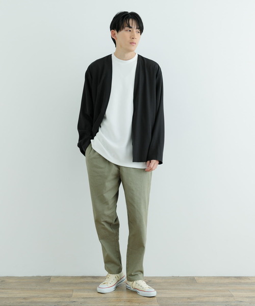 ITEMS URBANRESEARCH(アイテムズ アーバンリサーチ)の「シアーストレッチ ラップカーディガン(カーディガン/ボレロ・メンズ・ベージュ/ブラック・MEDIUM/LARGE)」の5枚目の写真