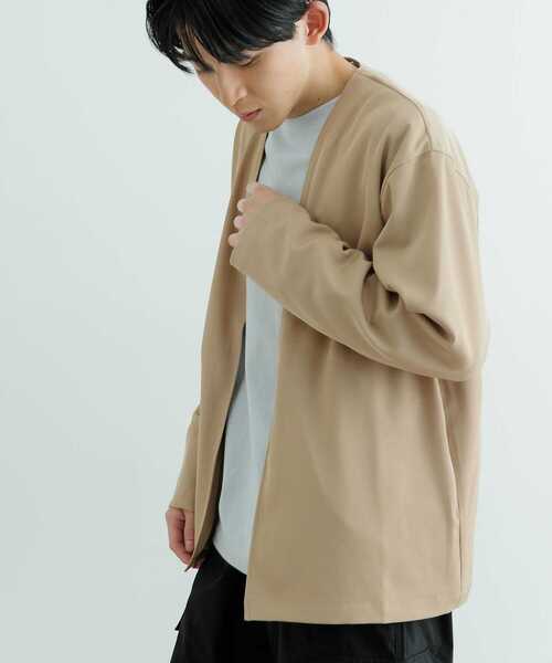 ITEMS URBANRESEARCH(アイテムズ アーバンリサーチ)の「シアーストレッチ ラップカーディガン(カーディガン/ボレロ・メンズ・ベージュ/ブラック・MEDIUM/LARGE)」の6枚目の写真