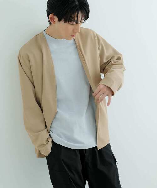 ITEMS URBANRESEARCH(アイテムズ アーバンリサーチ)の「シアーストレッチ ラップカーディガン(カーディガン/ボレロ・メンズ・ベージュ/ブラック・MEDIUM/LARGE)」の7枚目の写真