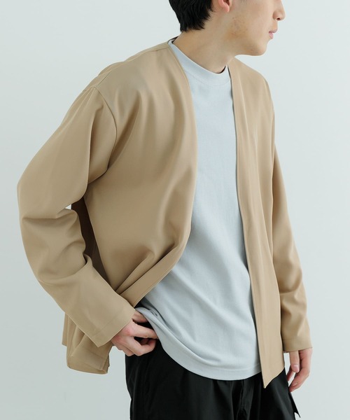 ITEMS URBANRESEARCH(アイテムズ アーバンリサーチ)の「シアーストレッチ ラップカーディガン(カーディガン/ボレロ・メンズ・ベージュ/ブラック・MEDIUM/LARGE)」の8枚目の写真