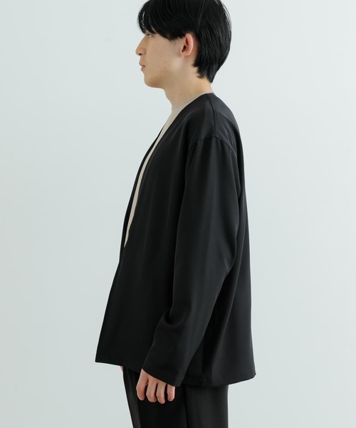 ITEMS URBANRESEARCH(アイテムズ アーバンリサーチ)の「シアーストレッチ ラップカーディガン(カーディガン/ボレロ・メンズ・ベージュ/ブラック・MEDIUM/LARGE)」の12枚目の写真