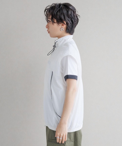 RAGEBLUE（レイジブルー）の「Wジップ/ドロストネックパイピングナイロンベスト（ベスト・レディース・ホワイト/ブルー・FREE）」の6枚目の写真