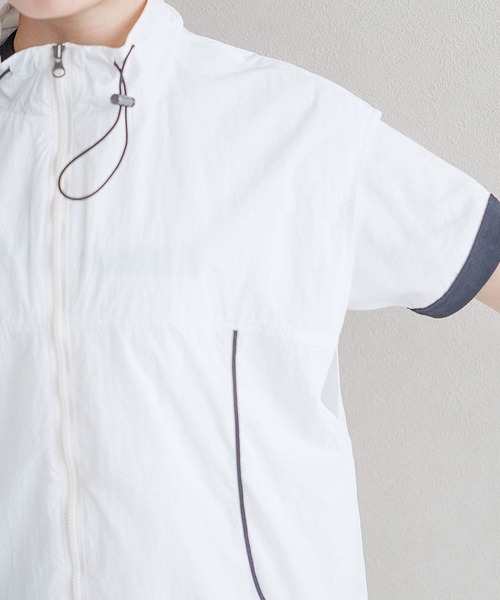 RAGEBLUE（レイジブルー）の「Wジップ/ドロストネックパイピングナイロンベスト（ベスト・レディース・ホワイト/ブルー・FREE）」の10枚目の写真