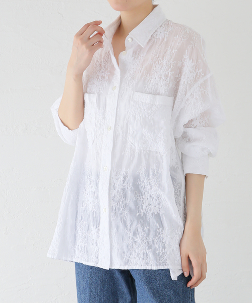Spick and Span シアーエンブロイダリーシャツ　訳あり セール】シアーエンブロイダリーシャツ（シャツ/ブラウス