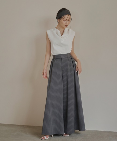 【ánuans】ドレープネックニットトップス / ベージュ anuans｜ドレープネックニットトップス | Rakuten Fashion(楽天