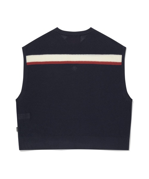 ROMANTIC CROWN（ロマンティッククラウン）の「【UNISEX】ROMANTIC CROWN／ラインニット VEST（ベスト・レディース・ナチュラル/ネイビー・MEDIUM/LARGE）」の7枚目の写真