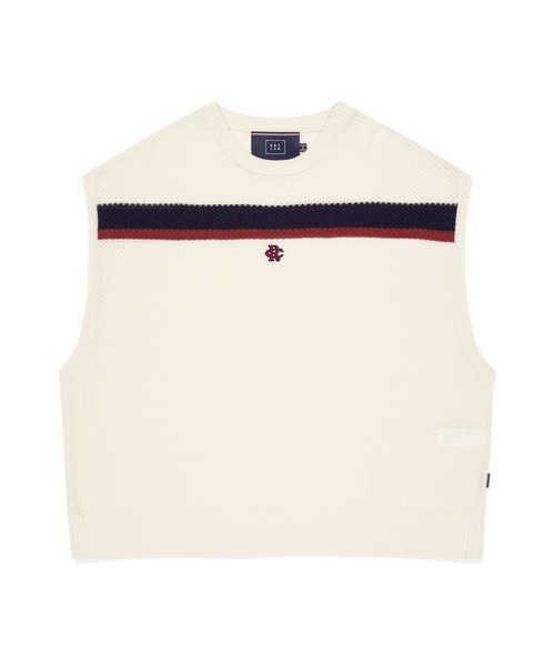 ROMANTIC CROWN（ロマンティッククラウン）の「【UNISEX】ROMANTIC CROWN／ラインニット VEST（ベスト・レディース・ナチュラル/ネイビー・MEDIUM/LARGE）」の9枚目の写真
