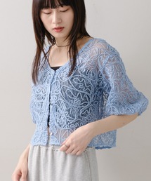 【新色追加/前後2WAY】シアーレース5分袖カーディガン