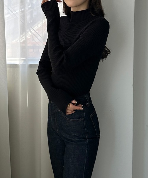 Louere(ルエレ)の「ハイネックリブニット(ニット/セーター・レディース・ブラック/アイボリー/チャコール・SMALL/MEDIUM/LARGE)」の14枚目の写真