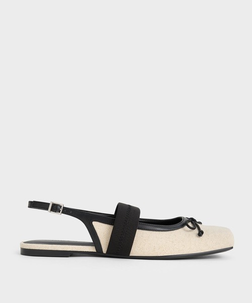 CHARLES & KEITH(チャールズ & キース)の「リネン&サテンボウスリングバックフラット(バレエシューズ・レディース・ブラック系その他2/ブラック/ベージュ/サンドベージュ・22.5cm/23cm/23.5cm/24.5cm/25cm/25.5cm/26.5cm)」の21枚目の写真