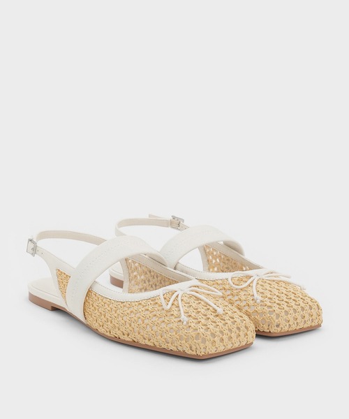 CHARLES & KEITH(チャールズ & キース)の「リネン&サテンボウスリングバックフラット(バレエシューズ・レディース・ブラック系その他2/ブラック/ベージュ/サンドベージュ・22.5cm/23cm/23.5cm/24.5cm/25cm/25.5cm/26.5cm)」の17枚目の写真