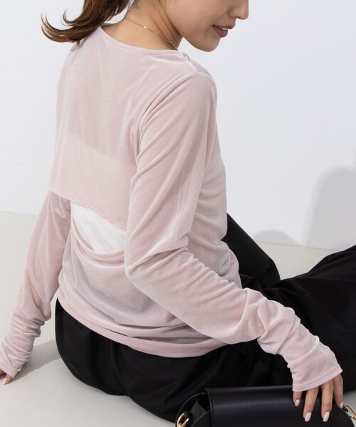 NOLLEY’S（ノーリーズ）の「シアーベロアロンT（Tシャツ/カットソー・レディース・ベビーピンク/ホワイト/ブラック・FREE）」の3枚目の写真