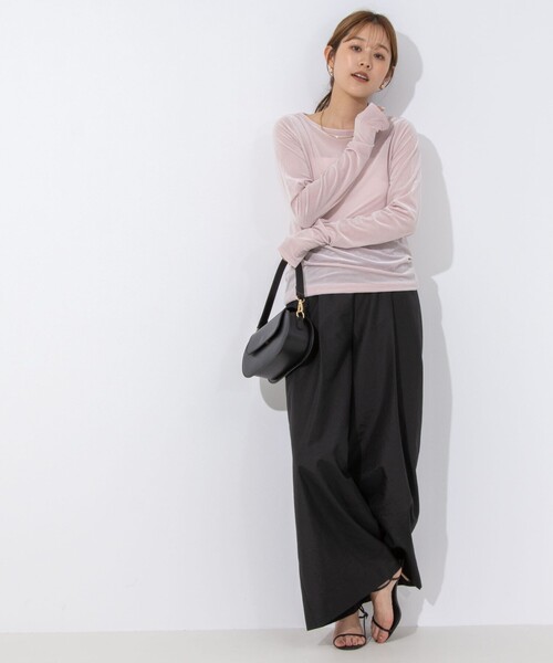 NOLLEY’S（ノーリーズ）の「シアーベロアロンT（Tシャツ/カットソー・レディース・ベビーピンク/ホワイト/ブラック・FREE）」の4枚目の写真